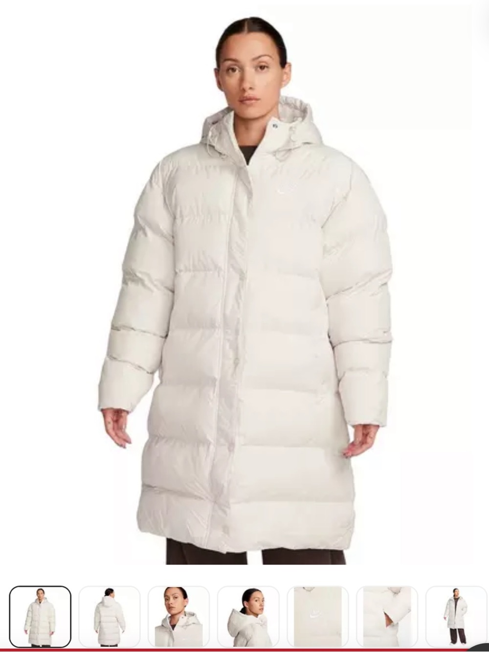 Nike Women’s White Hooded Long Puffer Coat